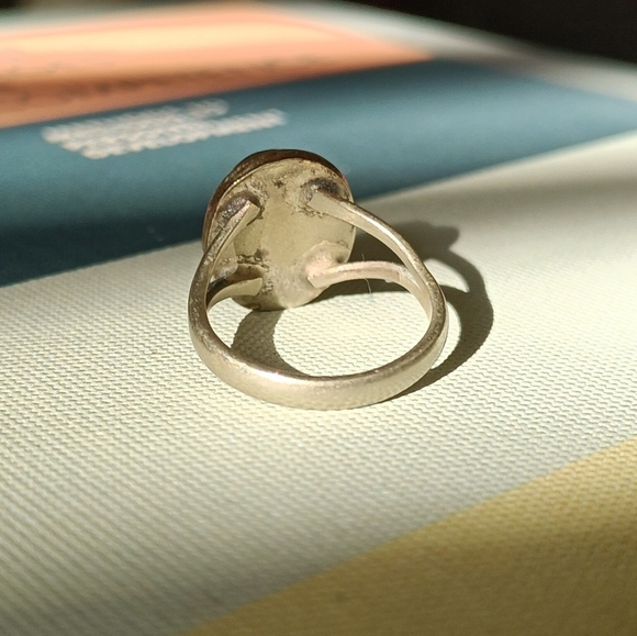 Split Shank Multicolor Marble Silver Ring 5 - Picture 2 of 5